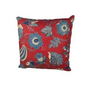 Red,Blue Square Pillow Floral, Stripe Reversible Cotton Blend 18x18” Canaan Co.